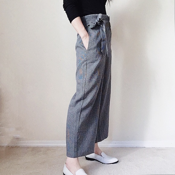 NWT Black/grey houndstooth paper-bag pants - Picture 4 of 8